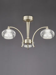 Franklite, Ripple 3 Light Ceiling Fitting. Satin Nickel