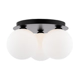 Foley 3 Light Flush Matt Black With Opal Glass