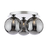 Foley 3 Light Flush Polished Chrome With Smoked Dimpled Glass