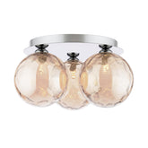 Foley 3 Light Flush Polished Chrome With Amber Dimpled Glass