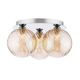 Foley 3 Light Flush Polished Chrome With Twisted Amber Glass