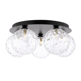 Foley 5 Light Flush Matt Black With Clear Dimpled Glass