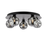 Foley 5 Light Flush Matt Black With Closed Organic Smoked Glass