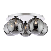 Foley 5 Light Flush Polished Chrome With Smoked Dimpled Glass