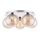 Foley 5 Light Flush Polished Chrome With Amber Dimpled Glass