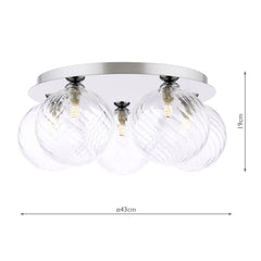 Foley 5 Light Flush Polished Chrome With Closed Glass