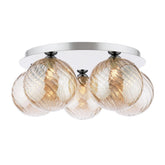 Foley 5 Light Flush Polished Chrome With Twisted Amber Glass