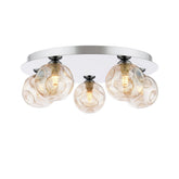Foley 5 Light Flush Polished Chrome With Closed Organic Amber Glass