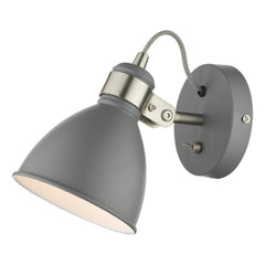 Frederick Single Wall Light Grey and Satin Chrome Dar Lighting