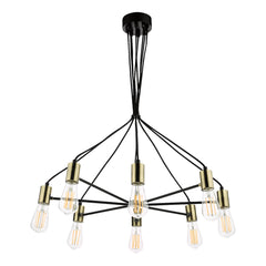Gabriel 8 Light Pendant Satin Black Antique Gold dar lighting