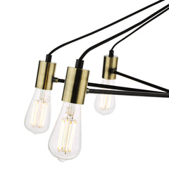 Gabriel 8 Light Pendant Satin Black Antique Gold dar lighting