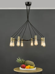 Gabriel 8 Light Pendant Satin Black Antique Gold dar lighting