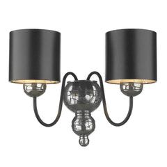 David Hunt Lighting Garbo Pewter Wall Light Black Shades GAR0921