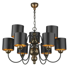 David Hunt Lighting Garbo 9 Light Pendant Bronze Black Shades GAR13173