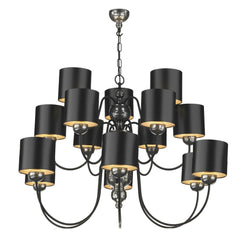 David Hunt Lighting Garbo 15 Light Pendant Pewter Black Silver Shades GAR1521