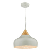 Gaucho 1 Light Single Pendant Grey And Wood Dar Lighting