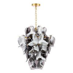 Genoa 8 Light Pendant Natural Brass and Smoked Glass
