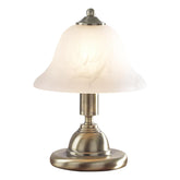Gloucester Touch Table Lamp Antique Brass & Glass Shade - Twin Pack