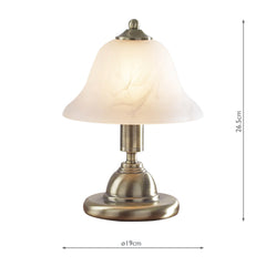 Gloucester Touch Table Lamp Antique Brass & Glass Shade - Twin Pack