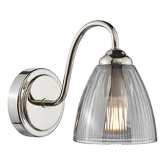 Glynis Wall Light Polished Nickel and Smoked Ribbed Glass