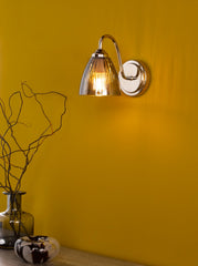 Glynis Wall Light Polished Nickel and Smoked Ribbed Glass
