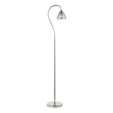 Glynis Floor Lamp Polished Nickel and Smoked Ribbed Glass