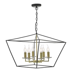 Gretchen 6 Lt Pendant Lantern Black and Gold GRE0654 Dar Lighting