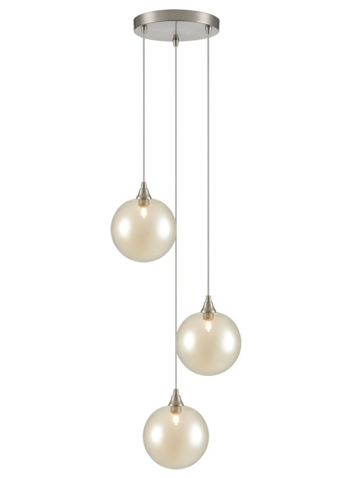 Galaxy 3 Light Spreader in satin nickel with amber glass