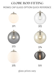 Globe Rod Pendant Matt Black With Opal Glass