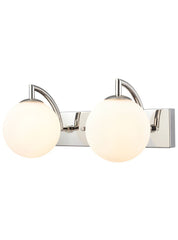 Globe 2lt Wall Light polished nickel with matt opal glass
