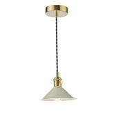 Hadano 1 Light Pendant Natural Brass With Cashmere Shade