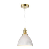 Hadano Pendant Natural Brass & Ceramic Domed Shade