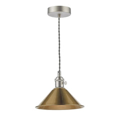 Hadano Pendant Antique Chrome With Aged Brass Shade