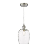 Hadano Pendant Antique Chrome With Dimpled Glass Shade