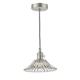 Hadano Pendant Antique Chrome With Flared Glass Shade