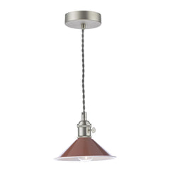 Hadano 1 Light Pendant Antique Chrome With Umber Shade