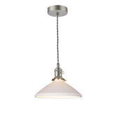 Hadano Pendant Antique Chrome & Ceramic Shallow Shade