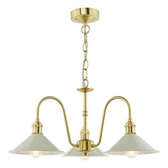 Hadano 3 Light Pendant Natural Brass and Matt Taupe