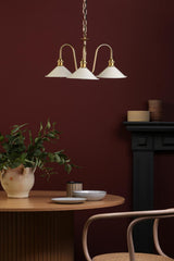 Hadano 3 Light Pendant Natural Brass and Matt Taupe