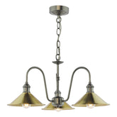 Hadano 3 Light Pendant Antique Chrome and Aged Brass