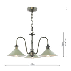 Hadano 3 Light Pendant Antique Chrome and Matt Taupe