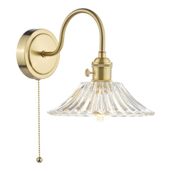 Hadano Wall Light Brass With Clear Flared Glass Shade