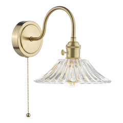 Hadano Wall Light Brass With Clear Flared Glass Shade