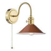 Hadano Wall Light Natural Brass With Umber Shade