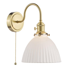 Hadano Wall Light Natural Brass & Ceramic Domed Shade