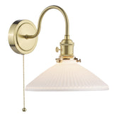 Hadano Wall Light Natural Brass & Ceramic Shallow Shade