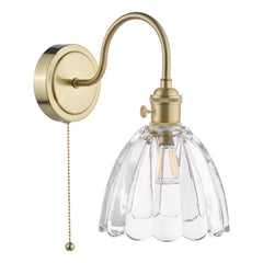 Hadano Wall Light Natural Brass and Scalloped Bell Glass