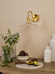 Hadano Wall Light Natural Brass and Wavy Glass