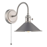 Hadano Wall Light Antique Chrome With Antique Pewter Shade