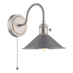 Hadano Wall Light Antique Chrome With Antique Pewter Shade